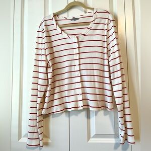Red & cream striped top/cardigan